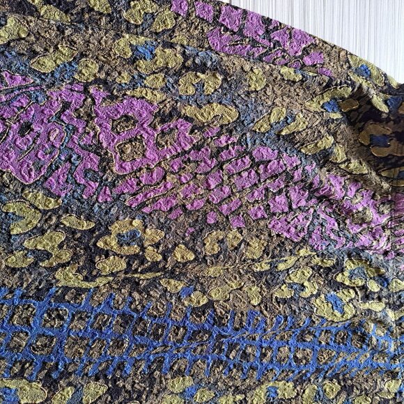 Mirasol Women's Size 1X Midi Skirt Ruffle Asymmetrical Elastic Waist Pull on - Picture 2 of 8